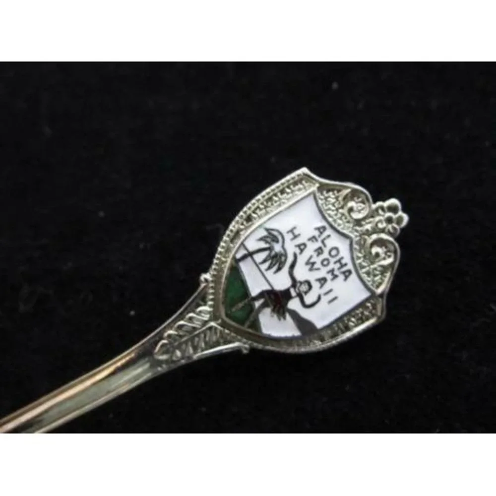 Aloha From Hawaii Travel Souvenir Collectible Appetizer Fork Silver Toned Enamel